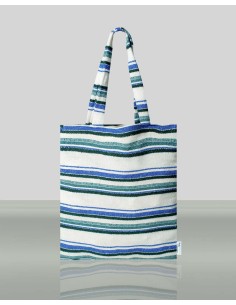 Shopper Bag Blue and Green Stripes