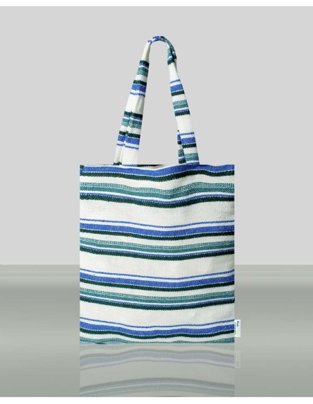 Shopper Bag Blue and Green Stripes