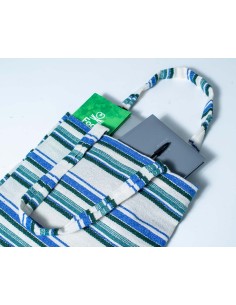 Shopper Bag Blue and Green Stripes 2