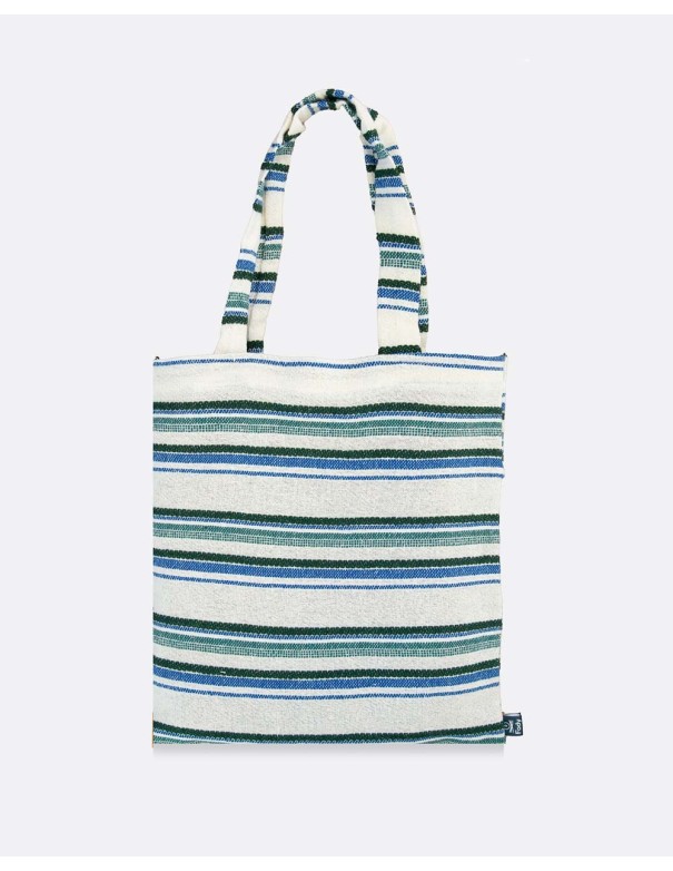 Shopper Bag Blue and Green Stripes