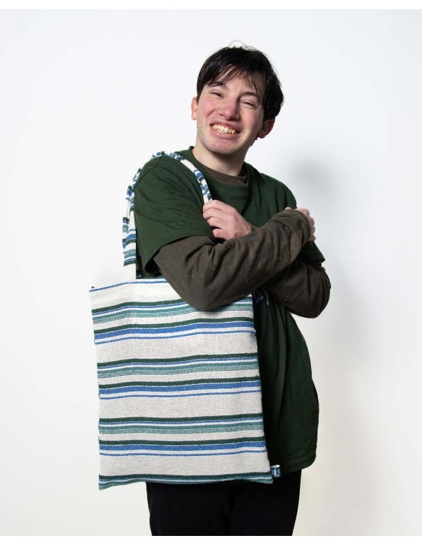 Shopper Bag strisce Blu e Verdi